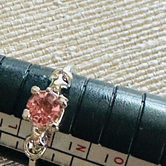 Silver Solitaire Ring with Pink Stone - Picture 4 of 4